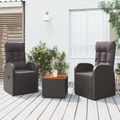 vidaXL, vidaXL 3-tlg. Garten-Lounge-Set Schwarz Poly Rattan Massivholz Akazie