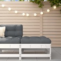 vidaXL Gartenhocker mit Kissen Weiß Massivholz Kiefer