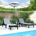vidaXL Sonnenliegen 2 Stk. mit Tisch Schwarz Massivholz Kiefer