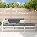 vidaXL 3-tlg. Garten-Lounge-Set Weiß Massivholz Kiefer