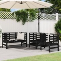 vidaXL, vidaXL 3-tlg. Garten-Lounge-Set Schwarz Massivholz Kiefer
