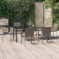 vidaXL 7-tlg. Garten-Lounge-Set mit Kissen Schwarz Grau Poly Rattan