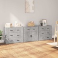 vidaXL Sideboards 3 Stk. Betongrau Holzwerkstoff