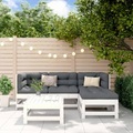 vidaXL 5-tlg. Garten-Lounge-Set Weiß Massivholz Kiefer