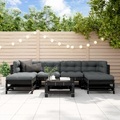 vidaXL 7-tlg. Garten-Lounge-Set Schwarz Massivholz Kiefer