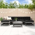 vidaXL 7-tlg. Garten-Lounge-Set Grau Massivholz Kiefer
