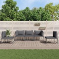 vidaXL 5-tlg. Garten-Lounge-Set mit Kissen Anthrazit Poly Rattan