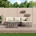 vidaXL 4-tlg. Garten-Lounge-Set mit Kissen Anthrazit Poly Rattan