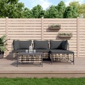 vidaXL 4-tlg. Garten-Lounge-Set mit Kissen Anthrazit Poly Rattan