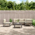 vidaXL 6-tlg. Garten-Lounge-Set mit Kissen Anthrazit Poly Rattan