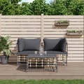 vidaXL 3-tlg. Garten-Lounge-Set mit Kissen Anthrazit Poly Rattan