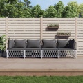 vidaXL 4-tlg. Garten-Lounge-Set mit Kissen Weiß Stahl