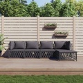 vidaXL 5-tlg. Garten-Lounge-Set mit Kissen Anthrazit Stahl