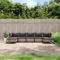 vidaXL 7-tlg. Garten-Lounge-Set mit Kissen Anthrazit Poly Rattan