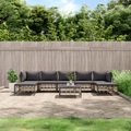vidaXL 8-tlg. Garten-Lounge-Set mit Kissen Anthrazit Poly Rattan