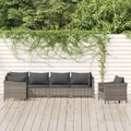 vidaXL 6-tlg. Garten-Lounge-Set mit Kissen Grau Poly Rattan
