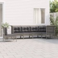 vidaXL 6-tlg. Garten-Lounge-Set mit Kissen Grau Poly Rattan