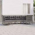 vidaXL 6-tlg. Garten-Lounge-Set mit Kissen Grau Poly Rattan