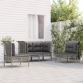 vidaXL 4-tlg. Garten-Lounge-Set mit Kissen Grau Poly Rattan