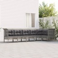 vidaXL 6-tlg. Garten-Lounge-Set mit Kissen Grau Poly Rattan