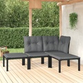 vidaXL 4-tlg. Garten-Lounge-Set Schwarz und Grau Poly Rattan