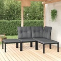 vidaXL 4-tlg. Garten-Lounge-Set Schwarz und Grau Poly Rattan