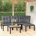vidaXL 5-tlg. Garten-Lounge-Set Schwarz und Grau Poly Rattan
