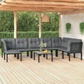 vidaXL 8-tlg. Garten-Lounge-Set Schwarz und Grau Poly Rattan
