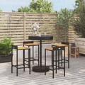 vidaXL 5-tlg. Gartenbar-Set Schwarz Poly Rattan & Massivholz Akazie