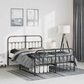 vidaXL Bettgestell mit Kopf- und Fußteil Metall Schwarz 150x200 cm