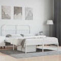 vidaXL Bettgestell mit Kopfteil Metall Weiß 135x190 cm