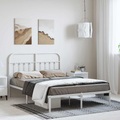 vidaXL Bettgestell mit Kopfteil Metall Weiß 150x200 cm