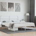 vidaXL Bettgestell mit Kopfteil Metall Weiß 180x200 cm