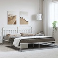 vidaXL Bettgestell mit Kopfteil Metall Weiß 193x203 cm