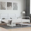 vidaXL Bettgestell mit Kopf- und Fußteil Metall Weiß 160x200 cm