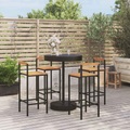 vidaXL 5-tlg. Gartenbar-Set Schwarz Poly Rattan & Massivholz Akazie