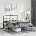 vidaXL Bettgestell mit Kopfteil Metall Schwarz 135x190 cm