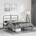 vidaXL Bettgestell mit Kopfteil Metall Schwarz 150x200 cm