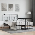 vidaXL Bettgestell mit Kopf- und Fußteil Metall Schwarz 120x190 cm
