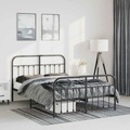 vidaXL Bettgestell mit Kopf- und Fußteil Metall Schwarz 135x190 cm