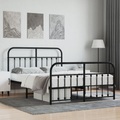 vidaXL Bettgestell mit Kopf- und Fußteil Metall Schwarz 140x190 cm