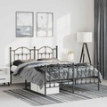 vidaXL Bettgestell mit Kopf- und Fußteil Metall Schwarz 135x190 cm
