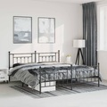 vidaXL Bettgestell mit Kopf- und Fußteil Metall Schwarz 183x213 cm