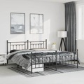 vidaXL Bettgestell mit Kopf- und Fußteil Metall Schwarz 193x203 cm