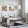 vidaXL Bettgestell mit Kopfteil Metall Weiß 150x200 cm