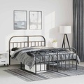 vidaXL Bettgestell mit Kopf- und Fußteil Metall Schwarz 135x190 cm