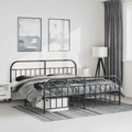 vidaXL Bettgestell mit Kopf- und Fußteil Metall Schwarz 183x213 cm