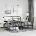 vidaXL Bettgestell mit Kopf- und Fußteil Metall Schwarz 193x203 cm