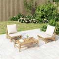 vidaXL, vidaXL Gartenstühle 2 Stk. mit Cremeweißen Kissen Bambus