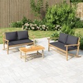 vidaXL 2-tlg. Garten-Lounge-Set mit Dunkelgrauen Kissen Bambus